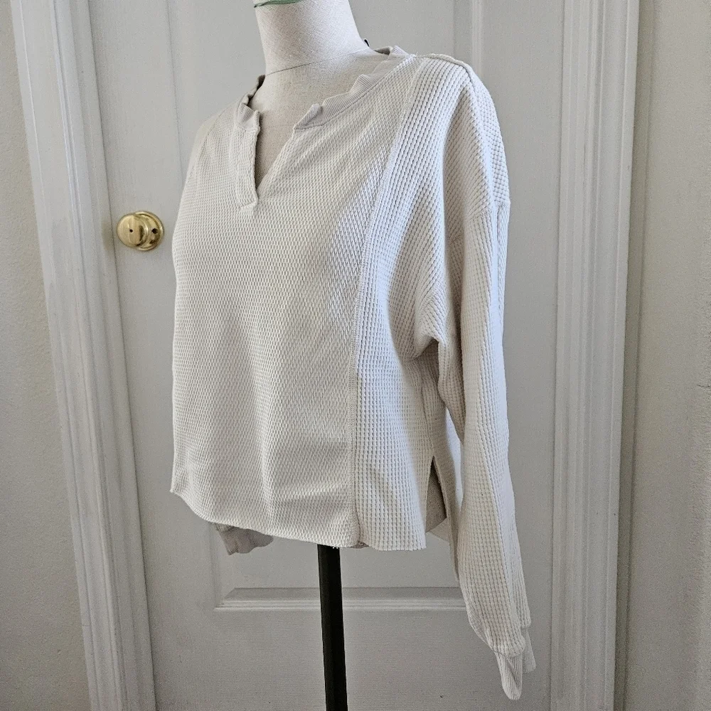 Nike Yoga Luxe waffle cover up sweat in off white XS